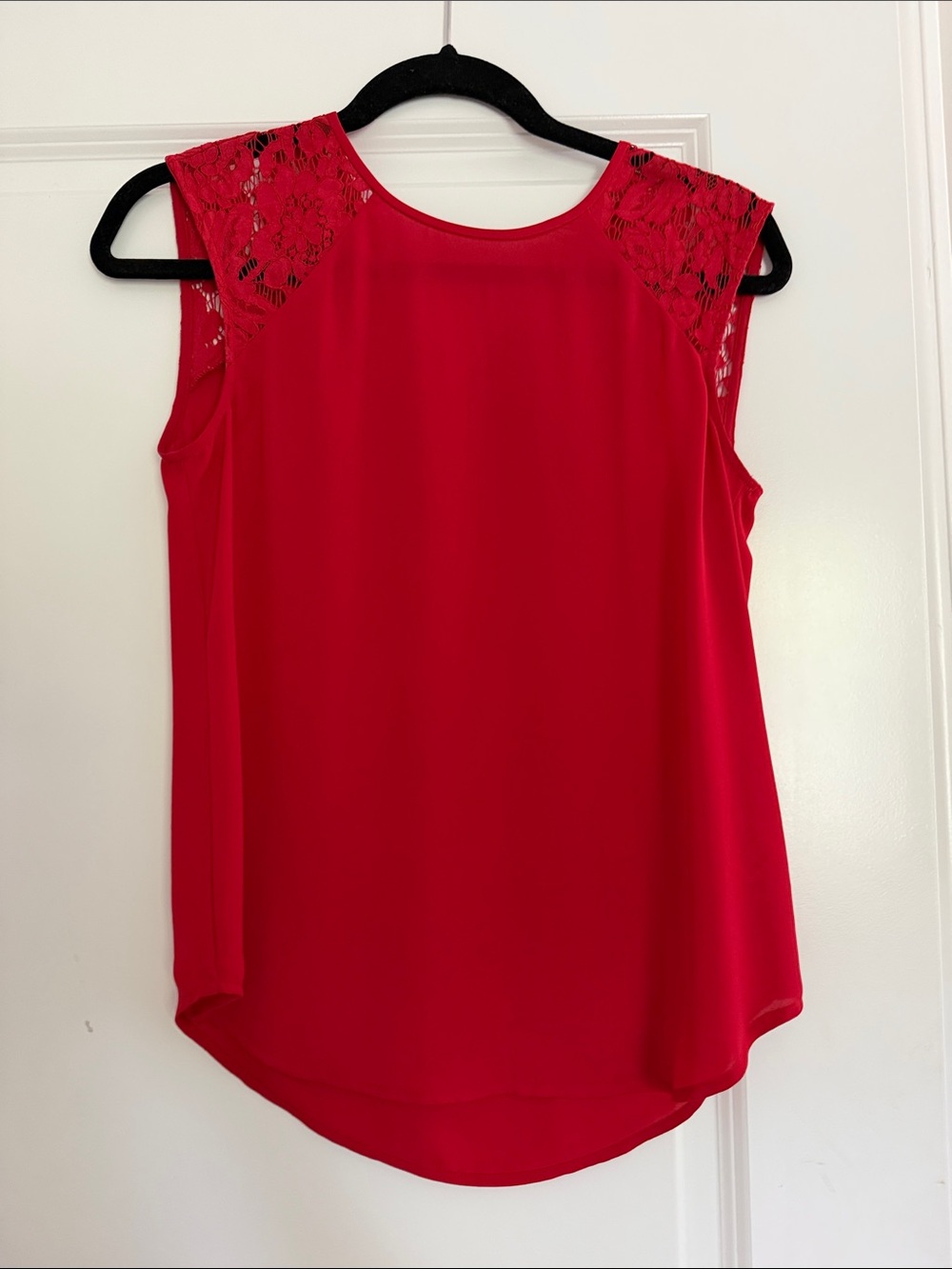 J. Crew Red Lace Shoulder Sleeveless Blouse